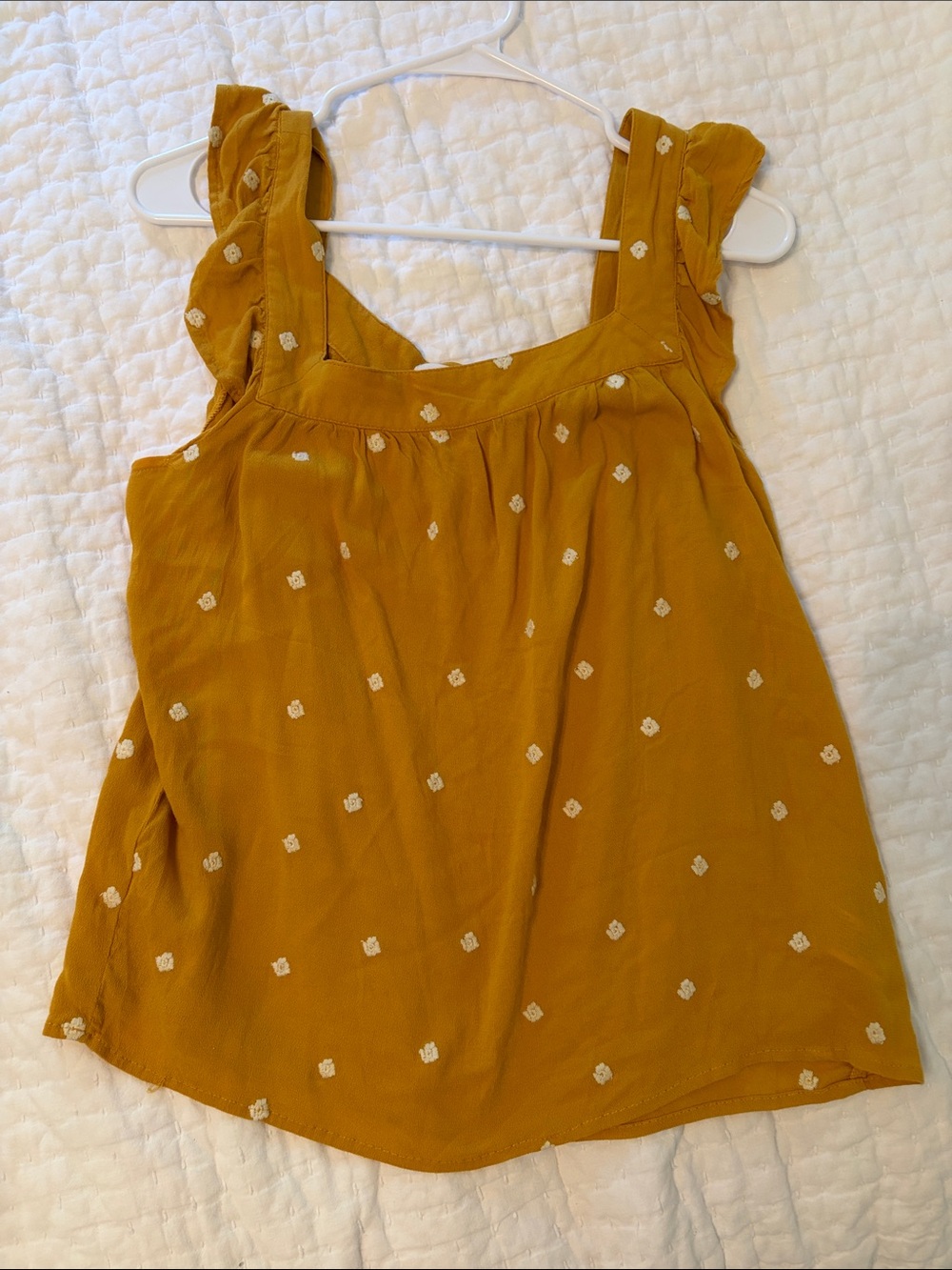 Universal Thread Mustard Embroidered Ruffle Strap Camisole